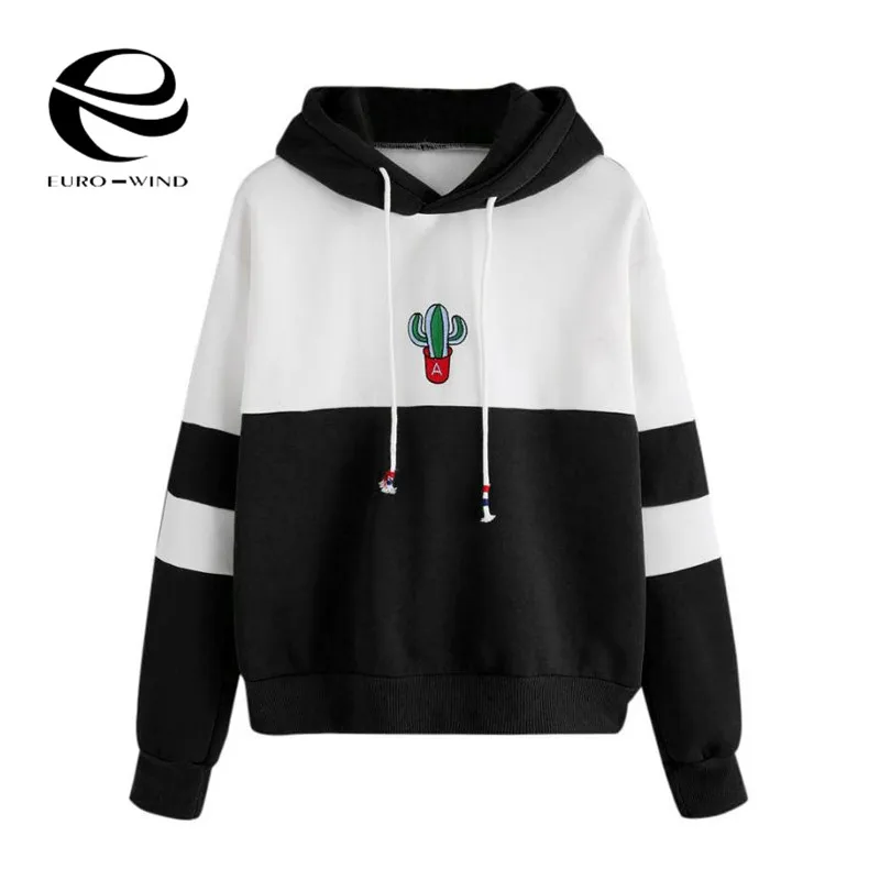 Autumn Women Long Sleeve Pullover Hooded Cactus Printed Sweatshirt Casual Winter Hoody Hoodies Plus Size Kpop Bangtan | Женская одежда