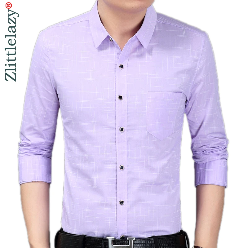 2021 брендовая Повседневная Роскошная приталенная Мужская рубашка с карманом и