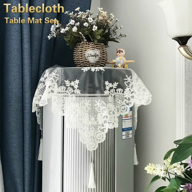 

Кружевная настенная скатерть в европейском стиле, чехол большого размера, скатерть для балкона, спальни, маленький круглый коврик для стола...