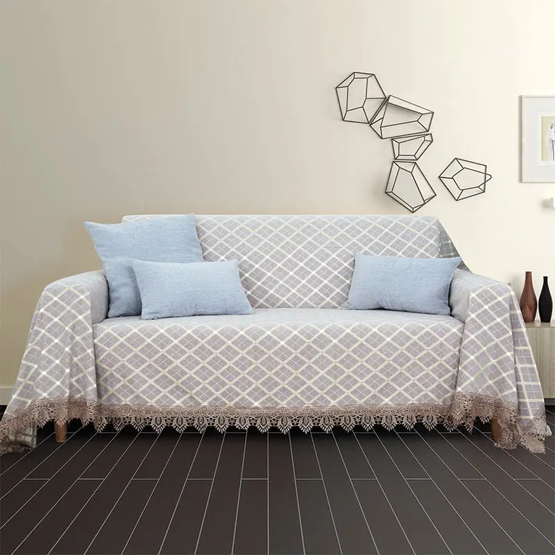 Моющееся покрывало для защиты мебели с бахромой легкий сетчатый чехол дивана