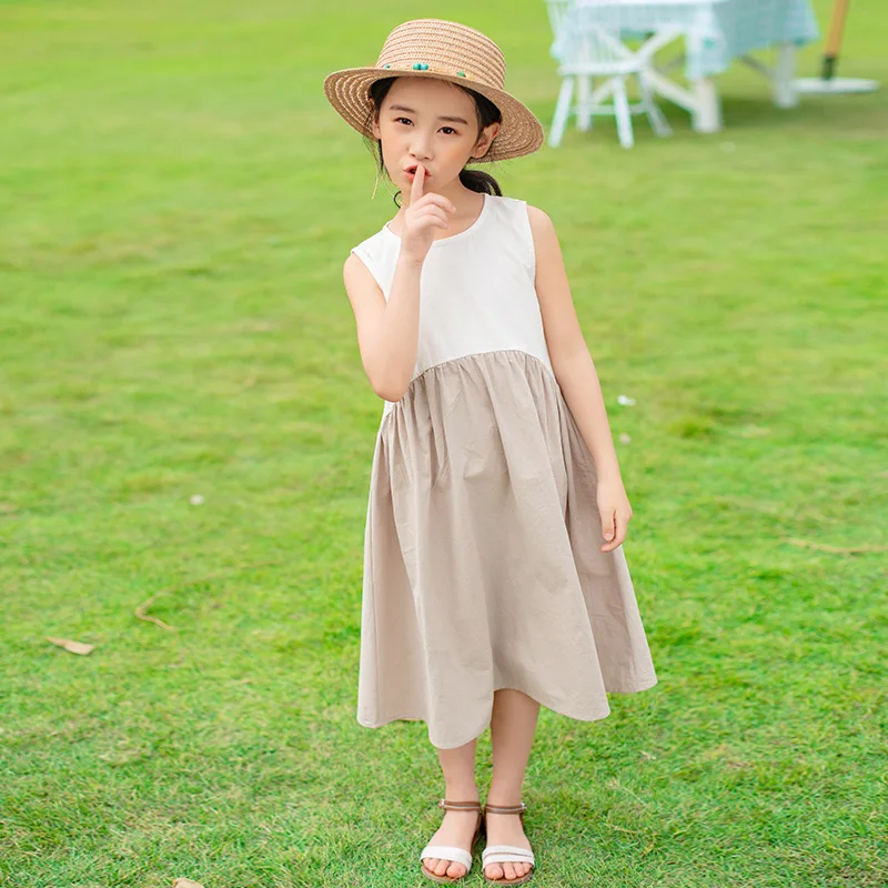 New 2021 Kids Dresses for Girls Baby Midi Dress Girl Elegant Cotton Children Summer Sundress Toddler Patchwork #5565 | Детская одежда и