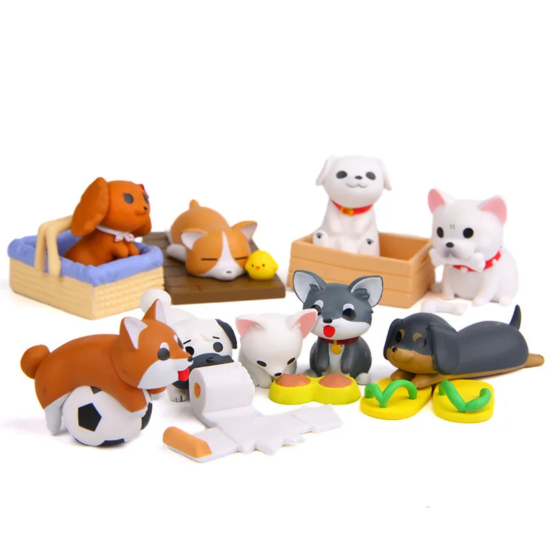 

8Pcs/Set Colorful Life Kawaii Cute Resin Dogs Fairy Garden Miniatures Figurines DIY Craft Home Garden Decoration Accessories