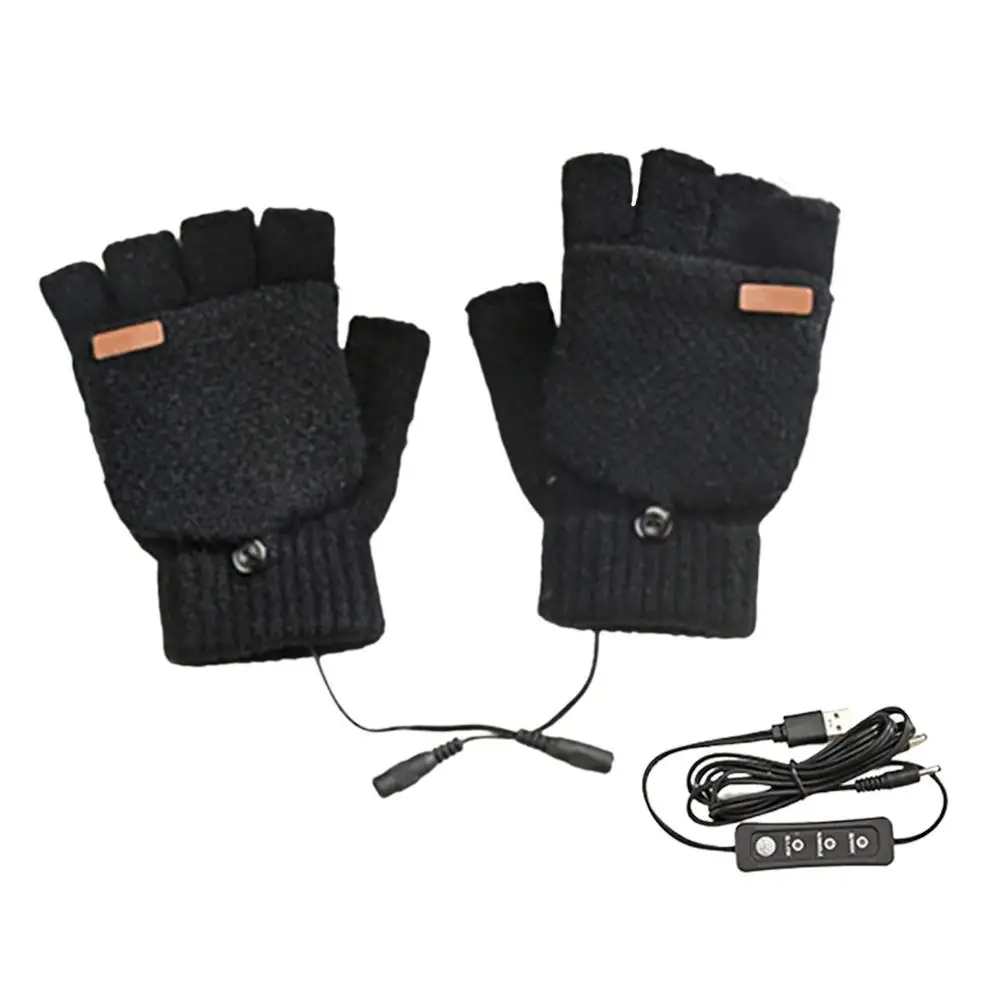 

Heated Gloves 5V USB Heated Winter Gloves Warm Full Finger And Half Fingerless Christmas Gifts For Women And Men