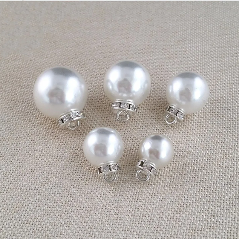 

20pcs/lot White Pearl Buttons Rhinestone for Garment Clothing Accessories Fit Sewing Scrapbooking Garment DIY Decoration