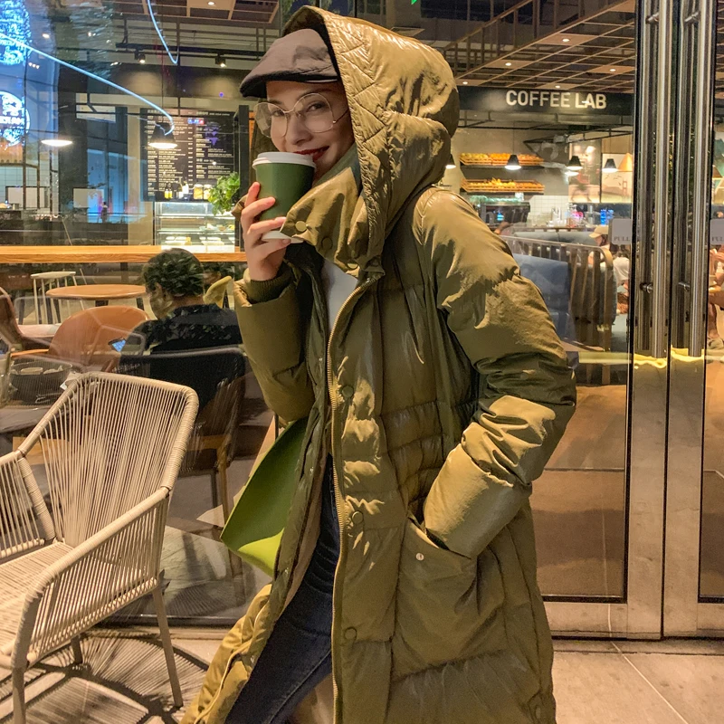 Женский пуховик с капюшоном Свободное пальто на зиму 2019 | Женская одежда