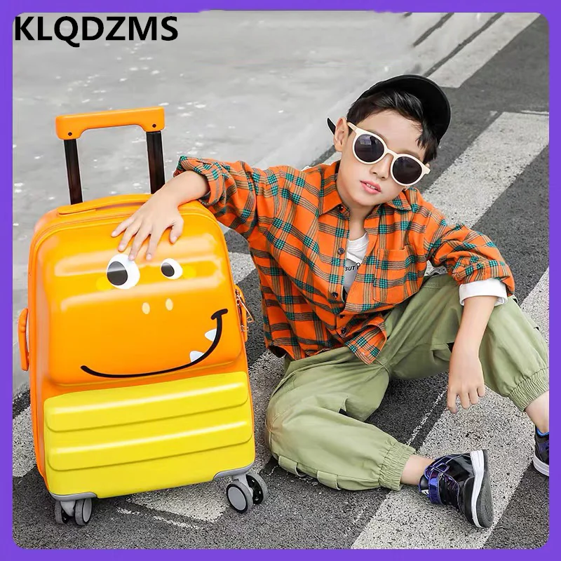 KLQDZMS 20 Inch Cartoon Dinosaur luggage Child Carry On Luggage With Spinner Wheels Children's Spinner Rolling Suitcase