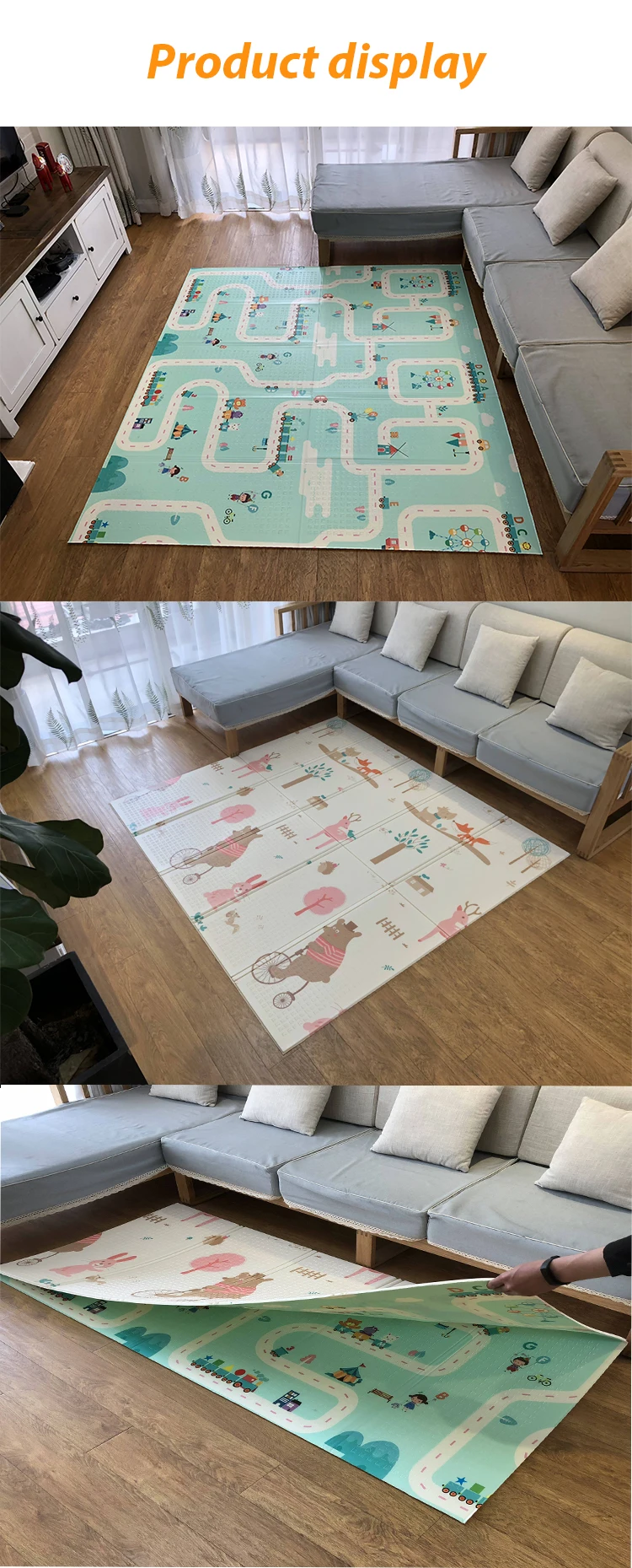 Детский игровой коврик складной XPE ползающий коврик 180*200 см домашняя портативная, складная для улицы водонепроницаемый коврик-головоломка игровой коврик