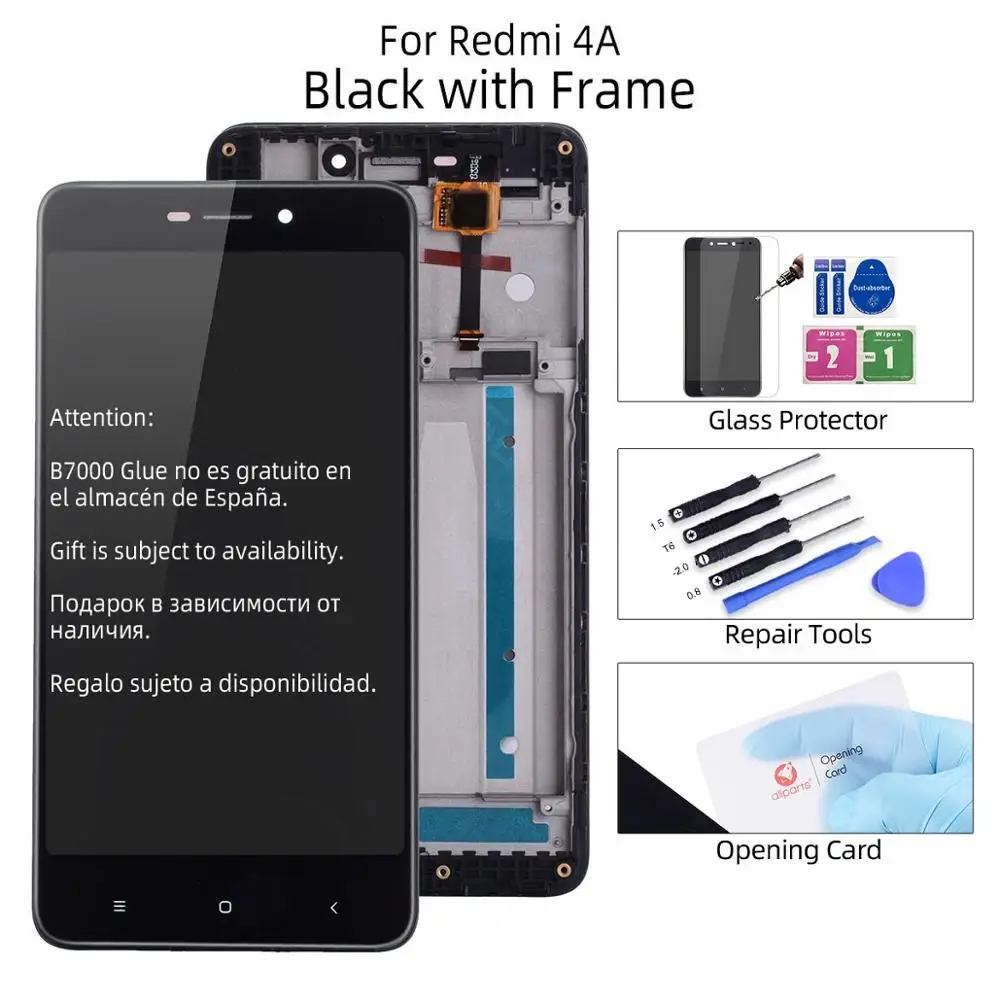 with Frame Black Дисплей для Xiaomi Redmi 4a LCD в сборе с тачскрином на рамке 5.0'' черный белый золото - Цвет: with Frame Black