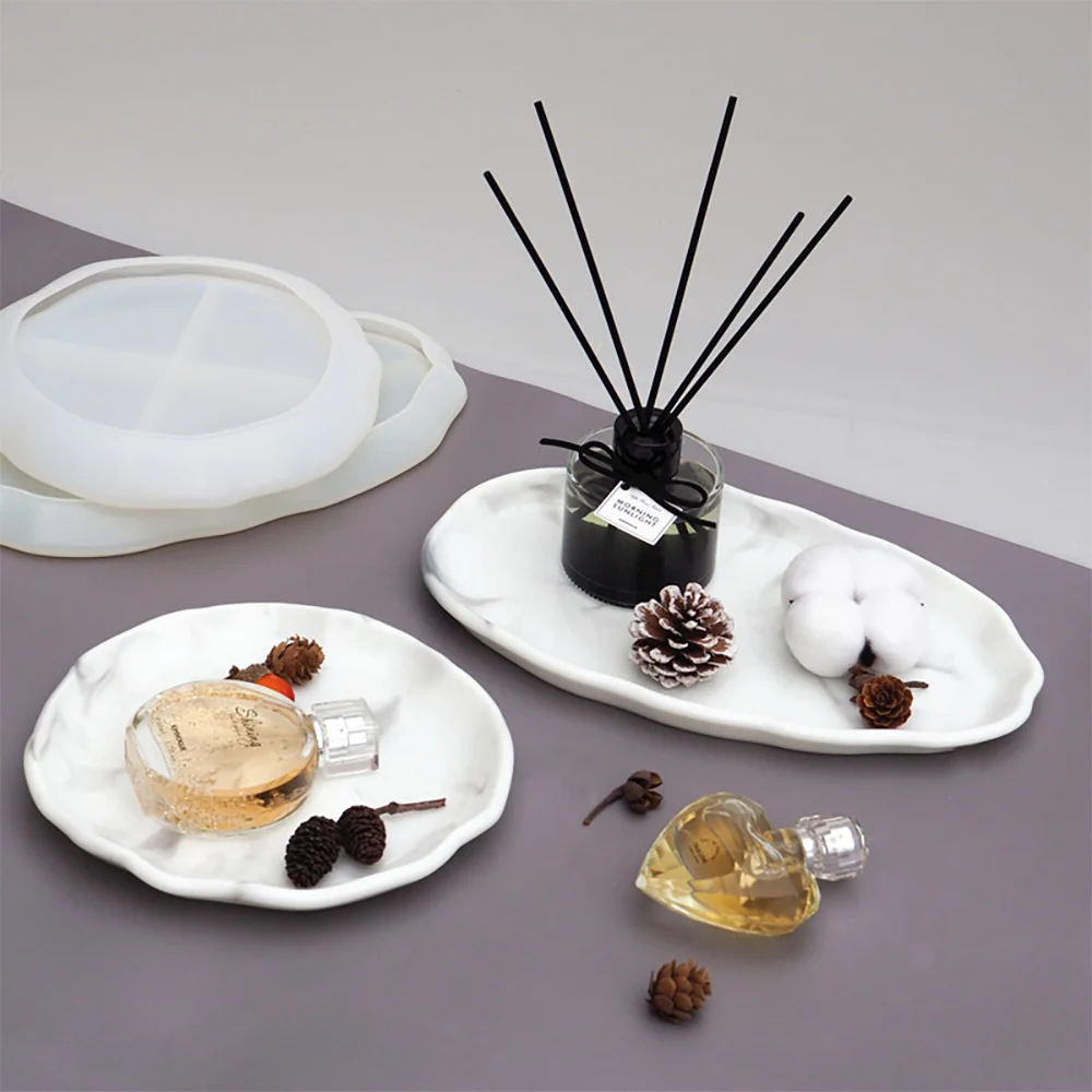 

DIY Epoxy Resin Casting Mold Ashtray Tray Jewelry Plate Dish Mold Irregular Oval Round Silicone Casting Mould Craft Making Tools