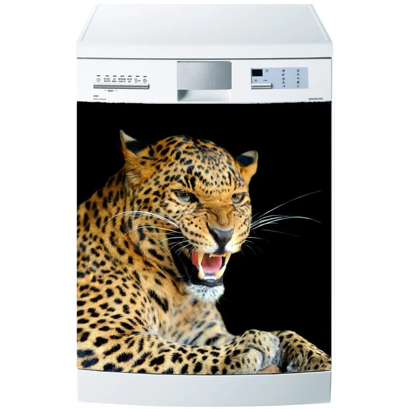 Оптовая продажа 3D арт леопардовые животные самоклеящиеся посудомоечная машина