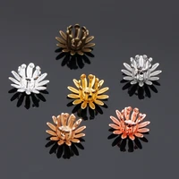 mibrow 20pcslot 6 colors 10mm copper flower bead caps flower filigree loose spacer bead end caps for diy jewelry making