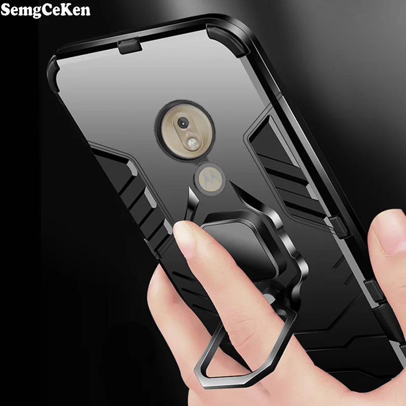 SemgCeKen armor кольцо на палец магнитный автомобильный держатель чехол для motorola moto g7 plus