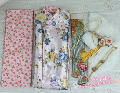 B 1/4 1/3 BJD Accessories doll clothing Japanese Kimono yukata+handbag+scarf set for BJD/SD,not include doll,shoes,wig and other - Цвет: B