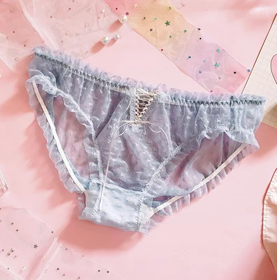 Kawaii кружевные манишки, милые трусики для девочек, трусы, женское нижнее белье, повседневная одежда, кружевные трусы со звездами - Цвет: R