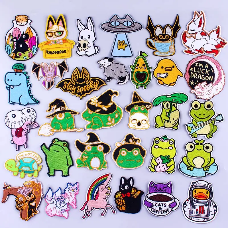 

Funny Frog Patch Iron On Patches On Clothes Cartoon Animals Patch Embroidered Patches For Clothing Stickers Garment Accessories