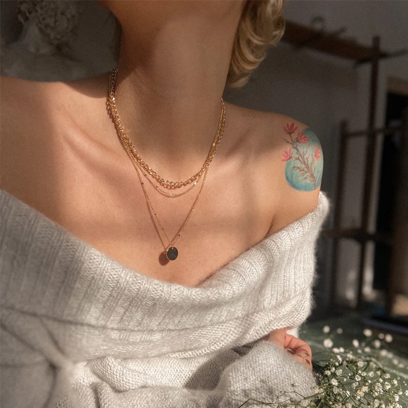 Лидер продаж Золотое круглое ожерелье с подвеской в виде монеты для женщин