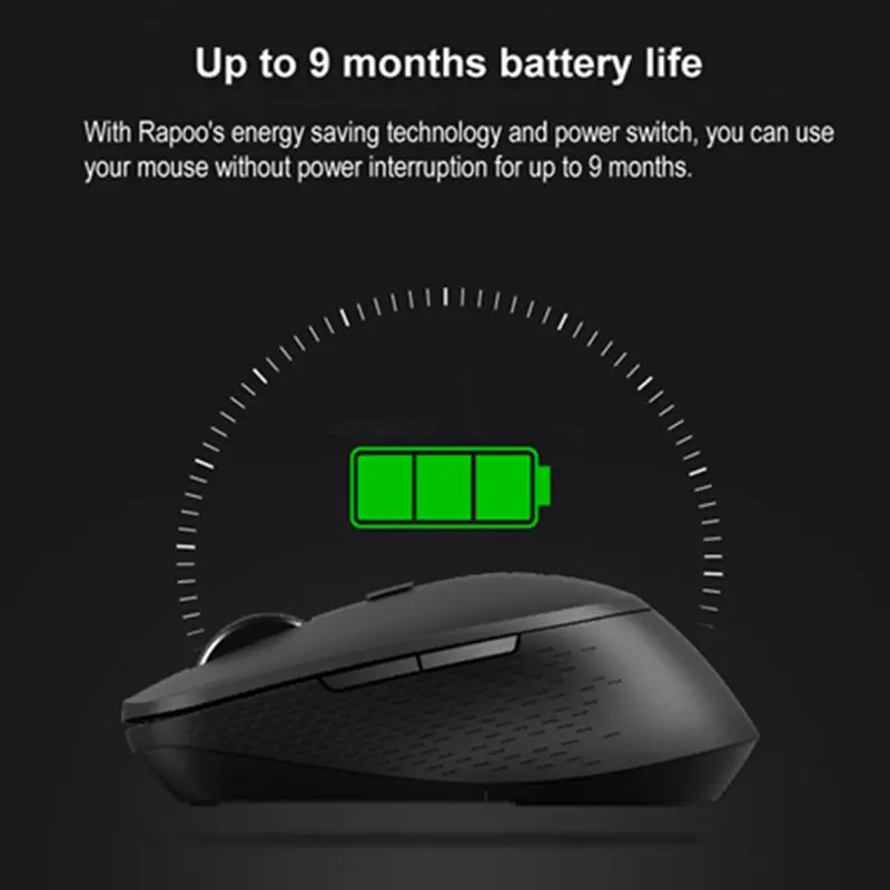 

Rapoo M300/M275 Multi-mode Silent Wireless Mouse with 1600DPI Bluetooth 3.0/4.0 RF 2.4GHz for Three Devices Connection