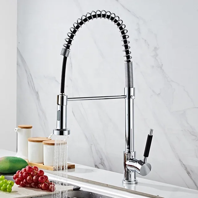 

Retail Online Shopping Single-handle Brass Pull Out Kitchen Faucet