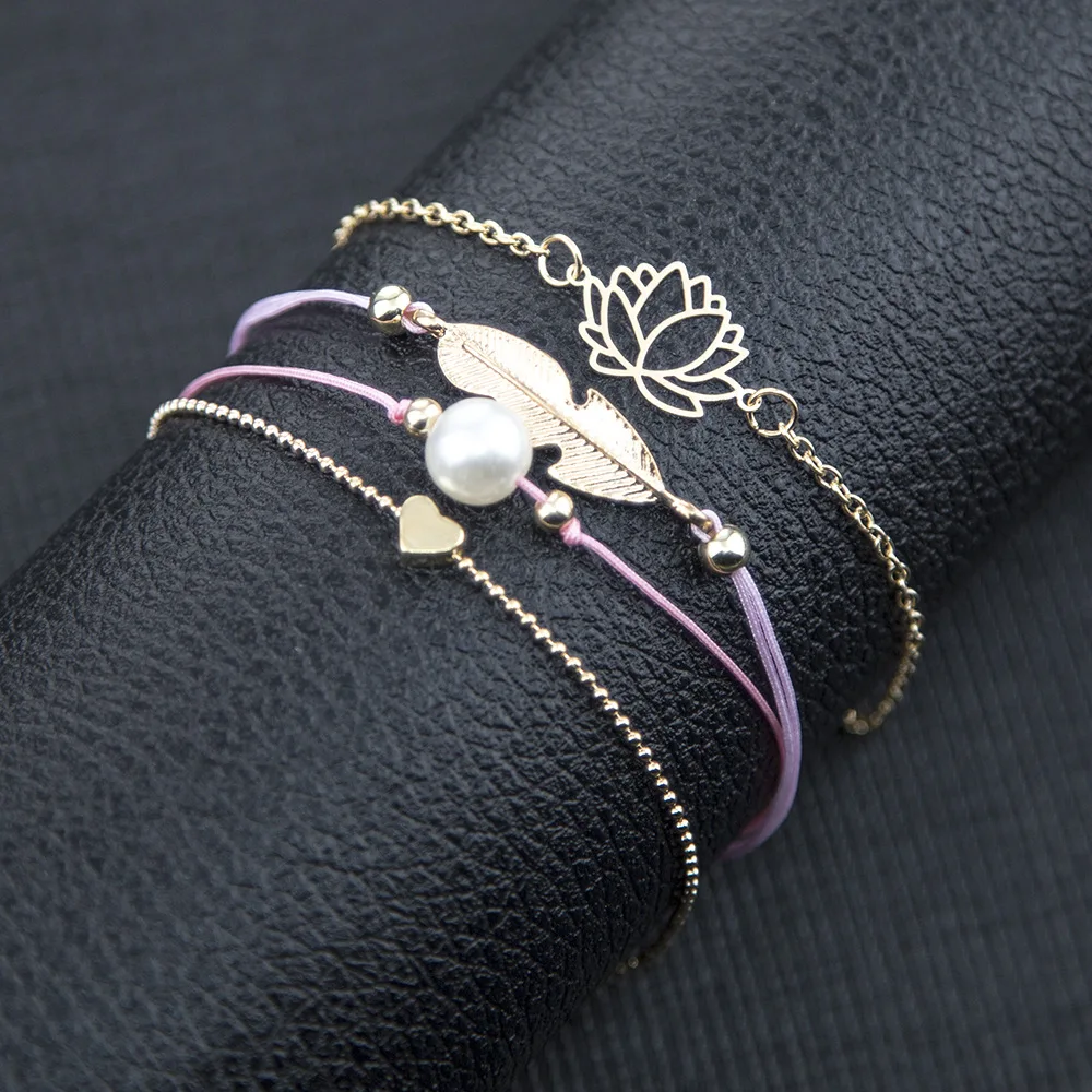 В богемном стиле лотоса браслеты и для женщин модные золотые Цвет женские