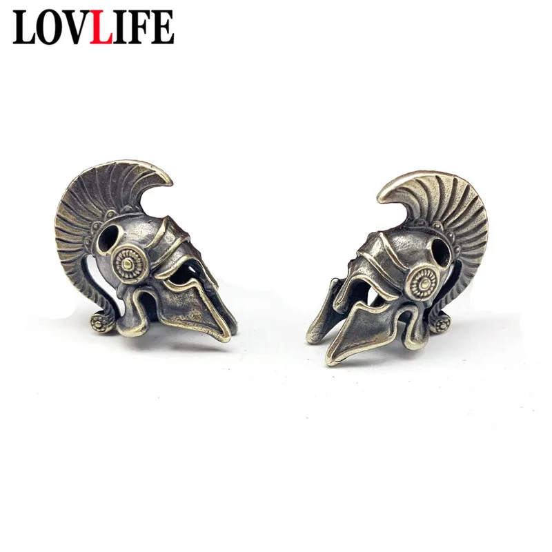 Латунный Спартанский шлем из Паракорда веревочный кулон с бусинами уличный