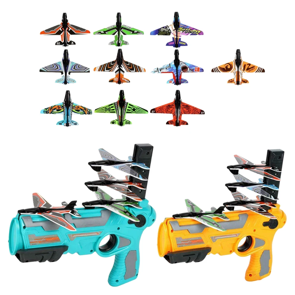 

Light Catapult Airplane Toy Throw Plane Toy Bubble Aircraft Sports Shooting Game for Kids