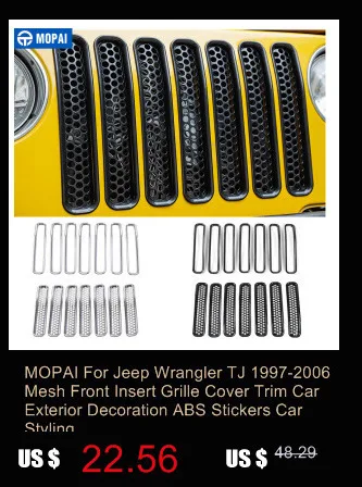 MOPAI автомобильные гоночные решетки для Jeep Wrangler TJ 1997-2006 ABS сетчатая Решетка Вставка сетчатая Крышка для Jeep TJ Wrangler аксессуары