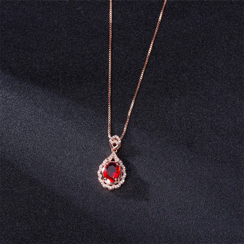 

Genuine Real 14 K Rose Gold Pendant Natural Ruby Necklace Jewelry Slide Joyeria Fina Para Mujer Gemstone 14K Collares Necklaces