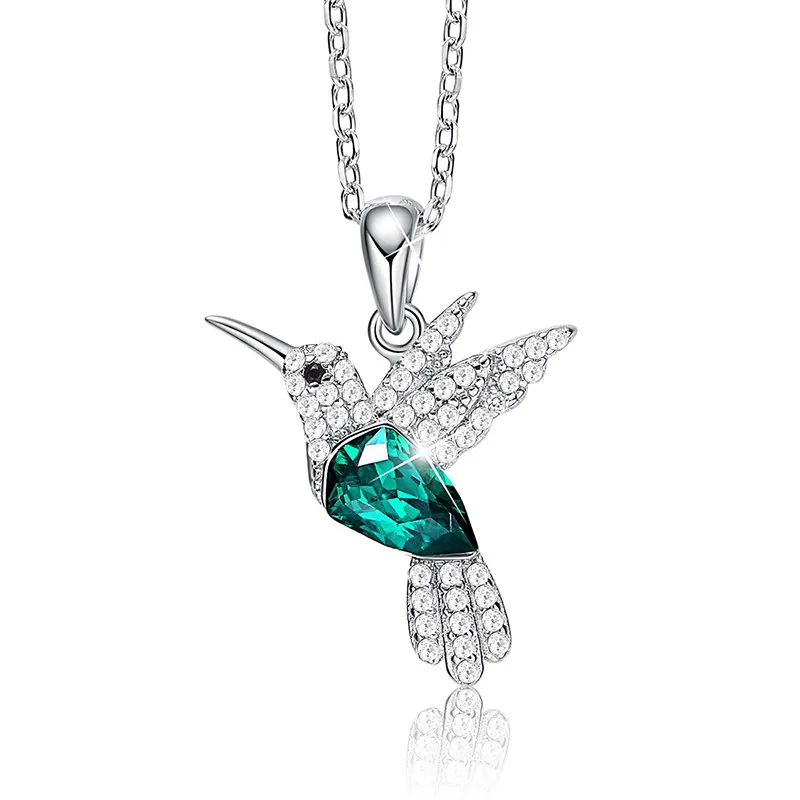 

Cdyle Hummingbird Jewellery 925 Sterling Silver Link Chain Necklace Embellished with Crystal from Swarovski Women Pendant