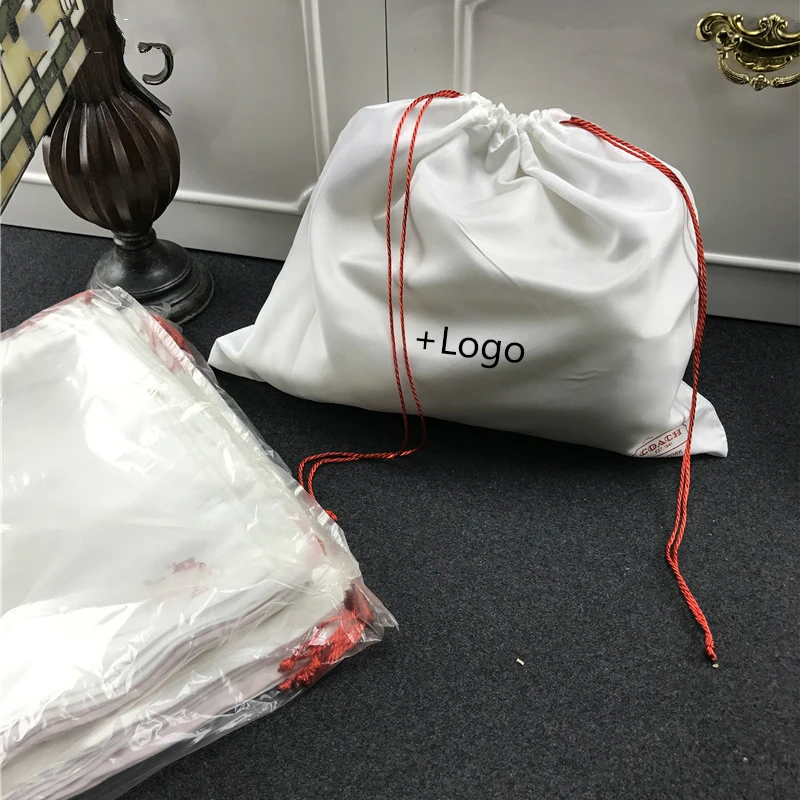 High Grade Silk Satin Bag Drawstring Pouches Jewelry/Package/Cosmetic/Gift/Wedding/Party/Wig/Hair Bundles/Shoes Custom Logo 50p