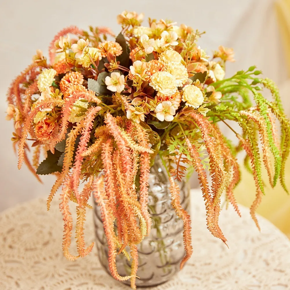 

Artificial Flower Length 35cm Colorful Caterpillar Lover Tears Fake Flower Home Decoration Wedding Scene Vase Flower Arrangement