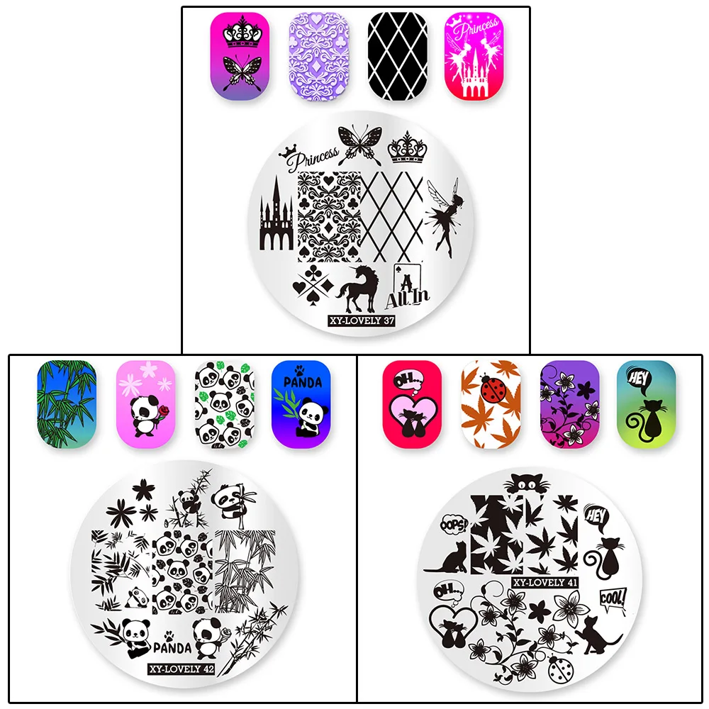 Дизайн ногтей стемпинг для штамп пластина Круглый Маникюр DIY Набор инструментов