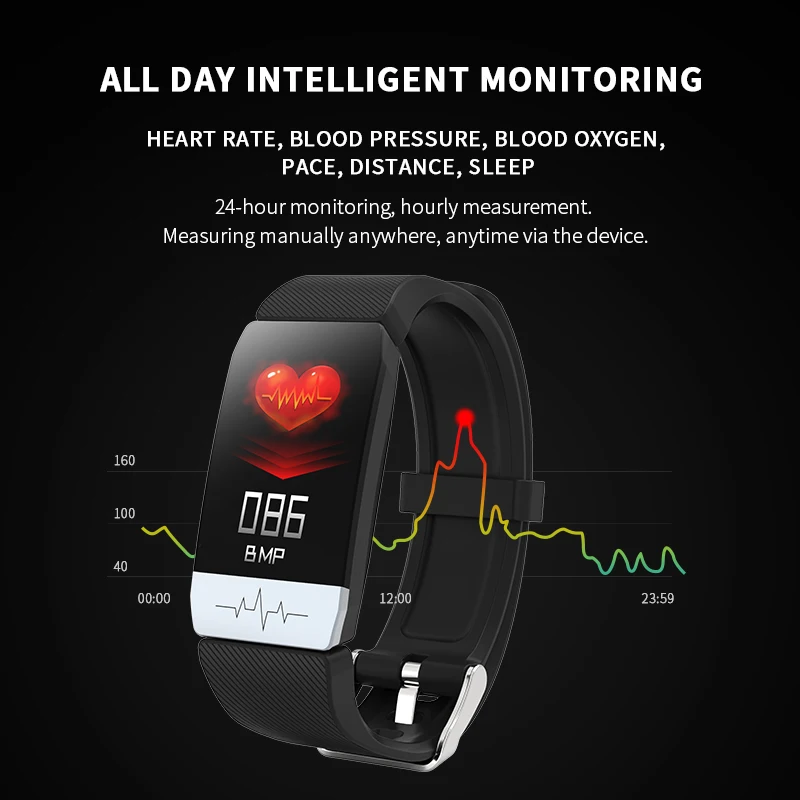 Фитнес-трекер Lerbyee T1s ECG + PPG водонепроницаемый с поддержкой Bluetooth | Электроника