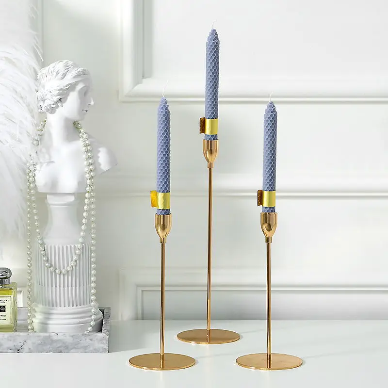 

Metal Luxury Candle Holder Rose Gold Wedding Lighthouse Candle Holder Vintage Nordic Bougeoir Mariage Table Decoration DE50ZT