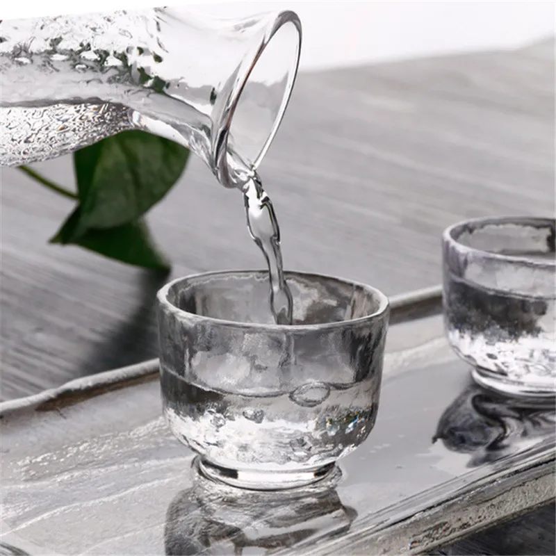 Японский набор сакэ с золотыми краями стеклянных бутылок чашка для риса вина