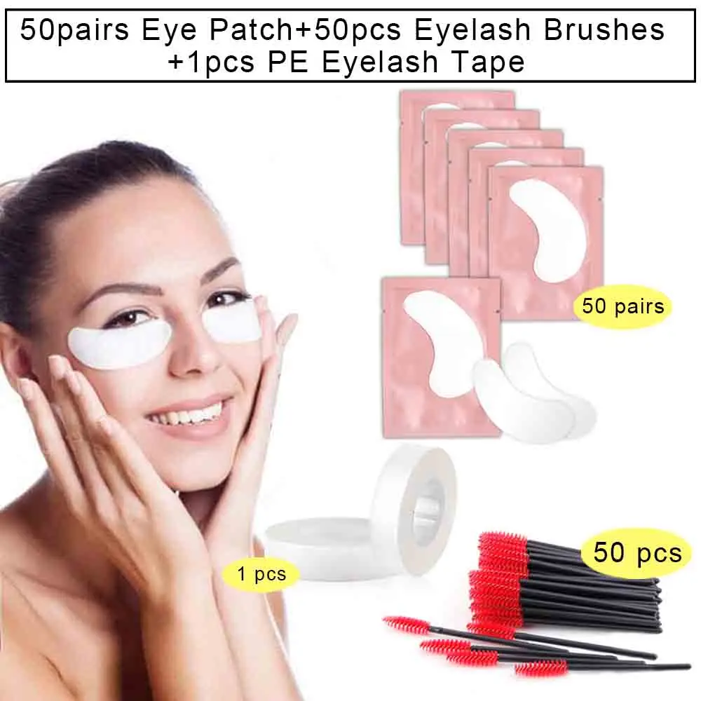 1 рулон лента для наращивания ресниц 50 пар бумажные патчи глаз шт. кисти