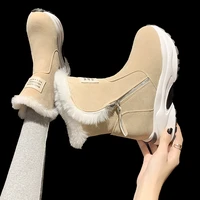 2022 woman shoes new zipper snow boots for women winter suede platform ankle boots ladies casual warm plush woman winter boots