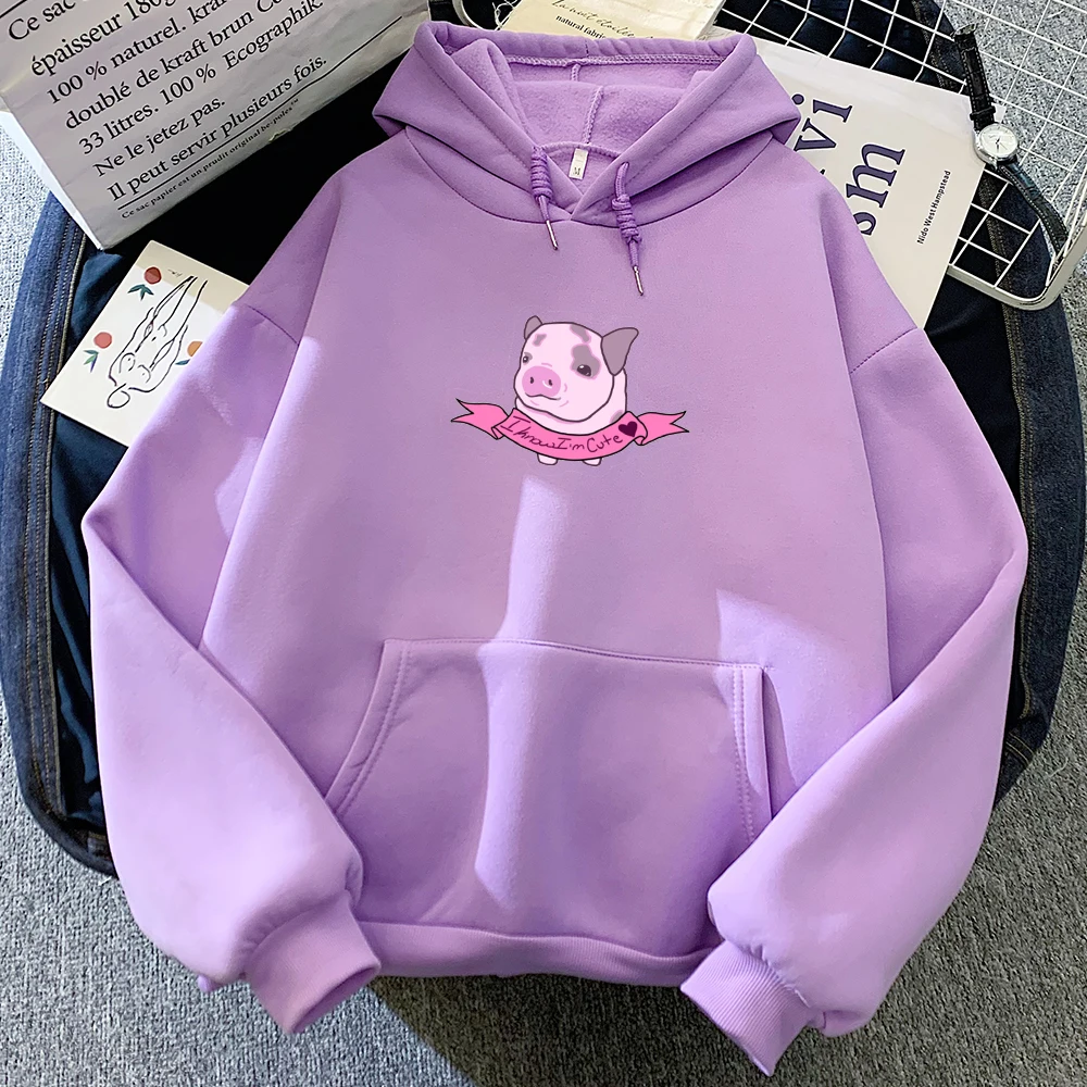 Sweetshirts Hoodies Loose Hoody Sweathshirts Kawaii Pink Clothing Cartoon Pig Print Clothes Cute Over Size Sweatshirts for Girls
