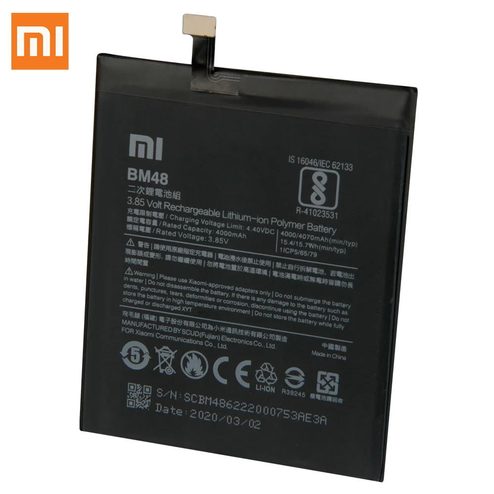 Оригинальный запасной аккумулятор для Xiaomi Mi Note 2 Note2 BM48 оригинальный телефона 4070