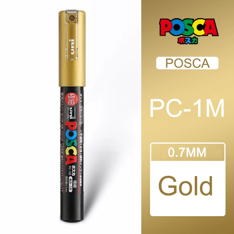 Gold 1 шт. Uni Posca Краска Маркер Mitsubishi постер цвет маркировки ручка Экстра тонкой точки PC-1M - Цвет: Gold