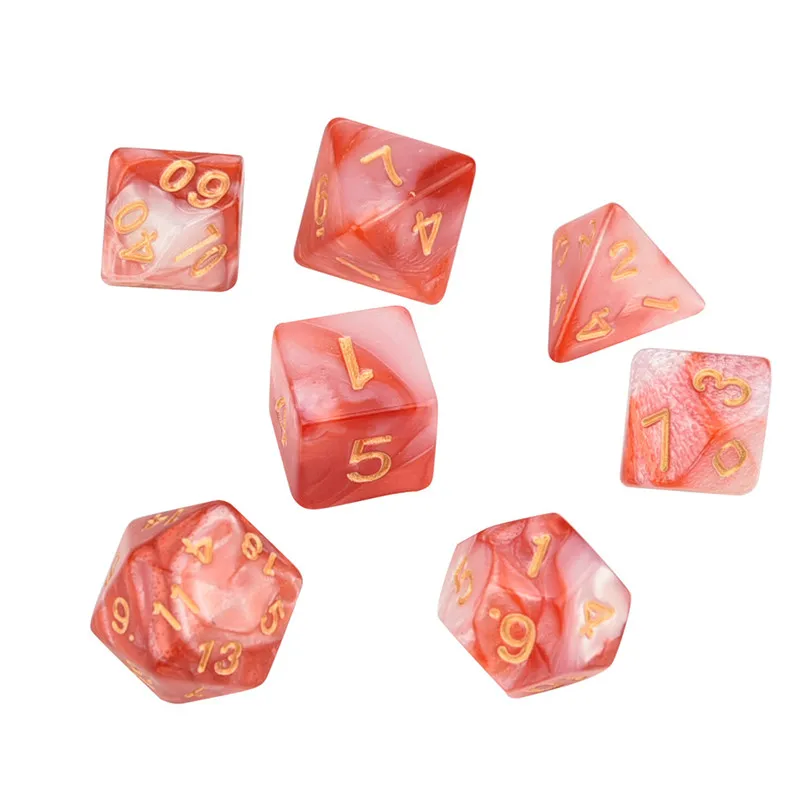 7 шт. игральные кости набор trgp игра полихедрон D4-D20 многогранный новая башня для игральных костей акриловые dados rpg двухцветные многоцветные игральные кости DND 30A19