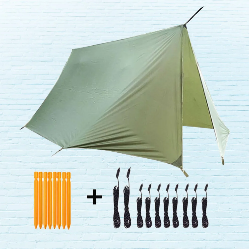 

Multifunction Outdoor Survival Tent Rodless Tarp Camping Sail Canopy Groundsheet (Accessories Not Included) (Green)