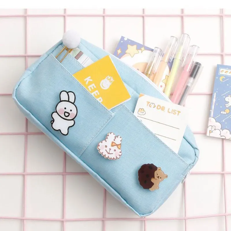 Large Capacity Pencil Case Pen Bag High Quality Ice cartoon animals Color Storage Pouch Organizer for Stationery School | Канцтовары для