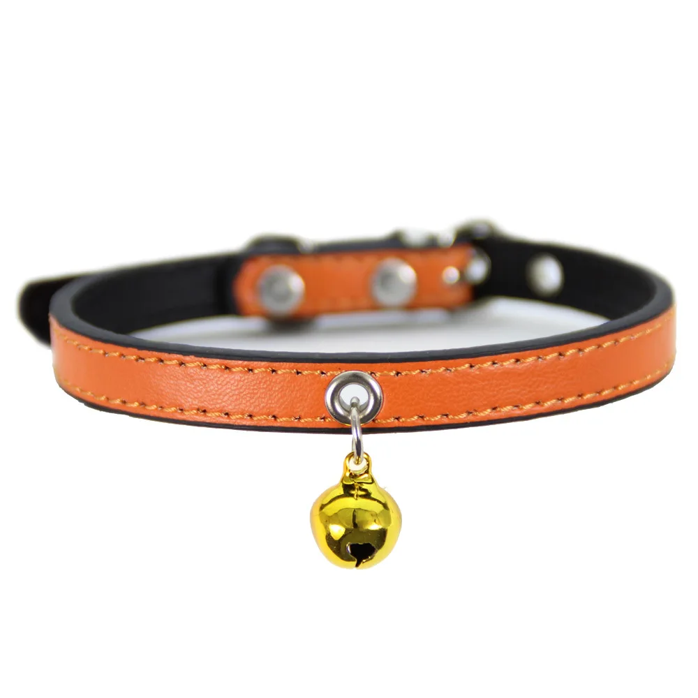 Pet Supplies New Collar PU Black Bottom Cat Dog Necklace with Bell Dogs AccessoiresCollar | Дом и сад