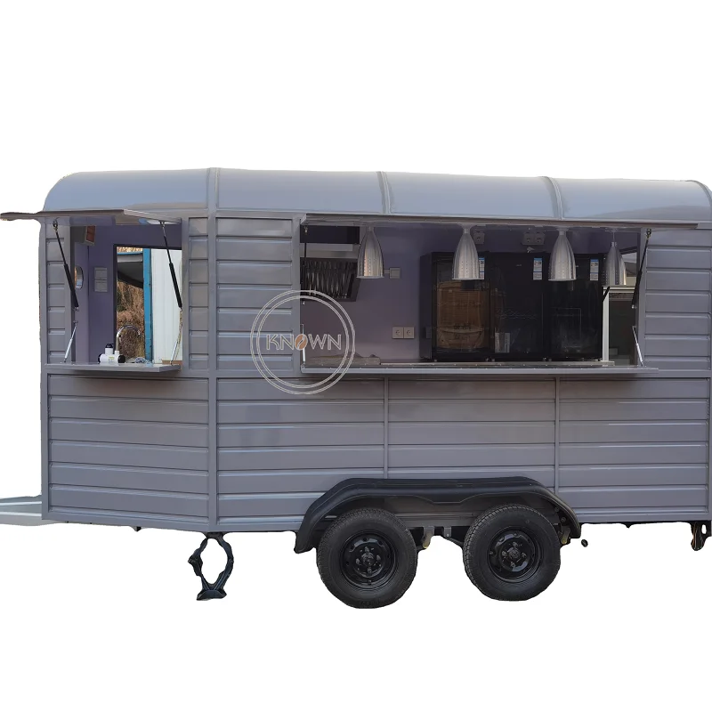 

Retro Mobile Food Trailer CE Approved Ice Cream Vending Trucks Fast Coffee Catering Cart for Sale Europe