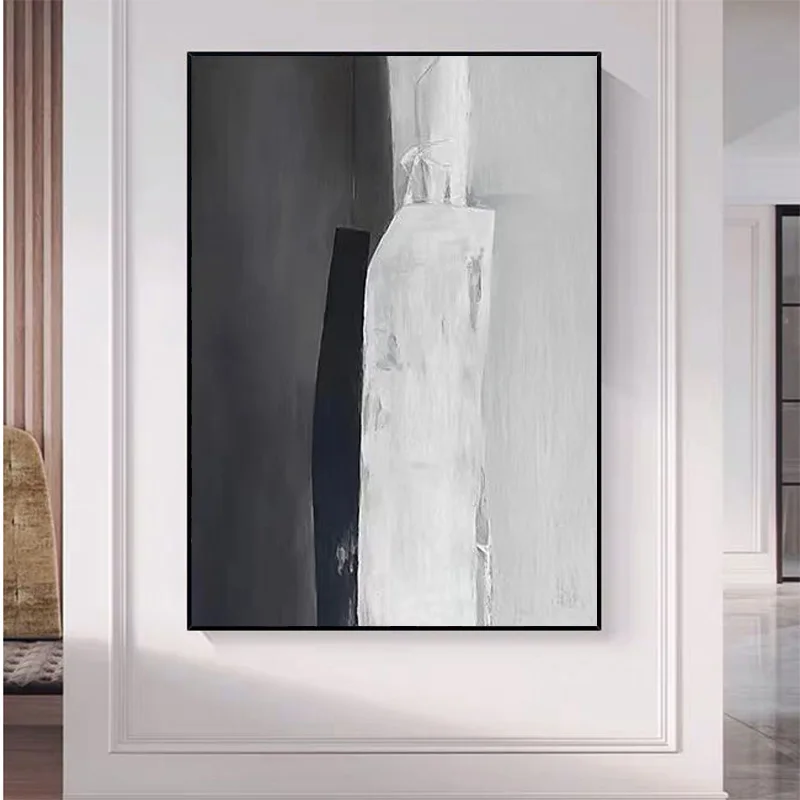 

Abstract Black and White Oil Painting Printed on Canvas Modern Posters and Prints Wall Picture for Living Room Home Decoration