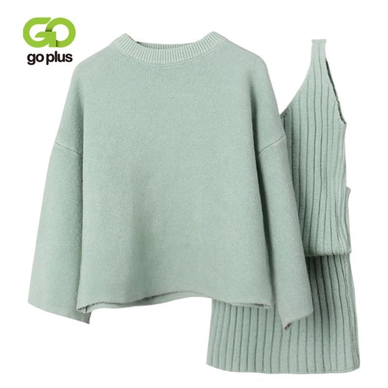 зимний теплый трикотажный вязанный костюм женский с платье костюмы женские