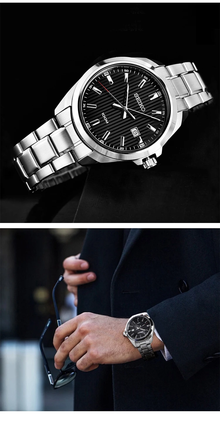 SEIKO Официальный продукт часы Мужские Простые кварцевые часы бизнес тренд мужские часы водонепроницаемые мужские наручные часы