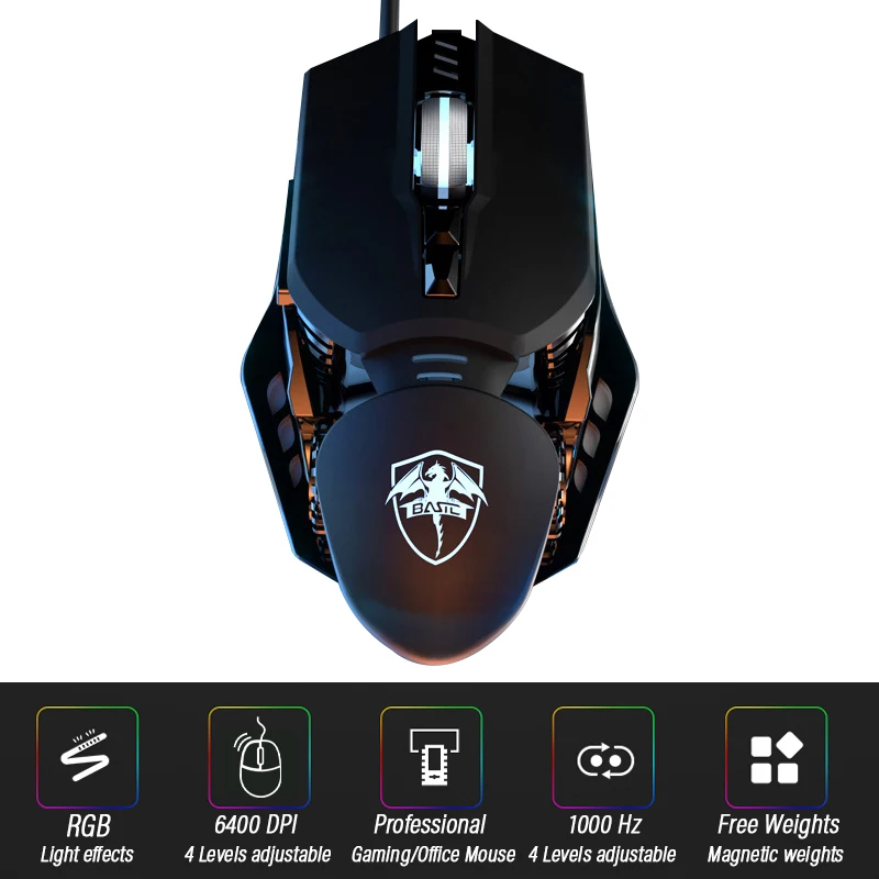 

Ergonomic Gaming Mouse Computer-Mice Gamer Wired Laptop Usb-Cable Optical Adjustable Tail Mouse Professional mouse gamer 6400DPI