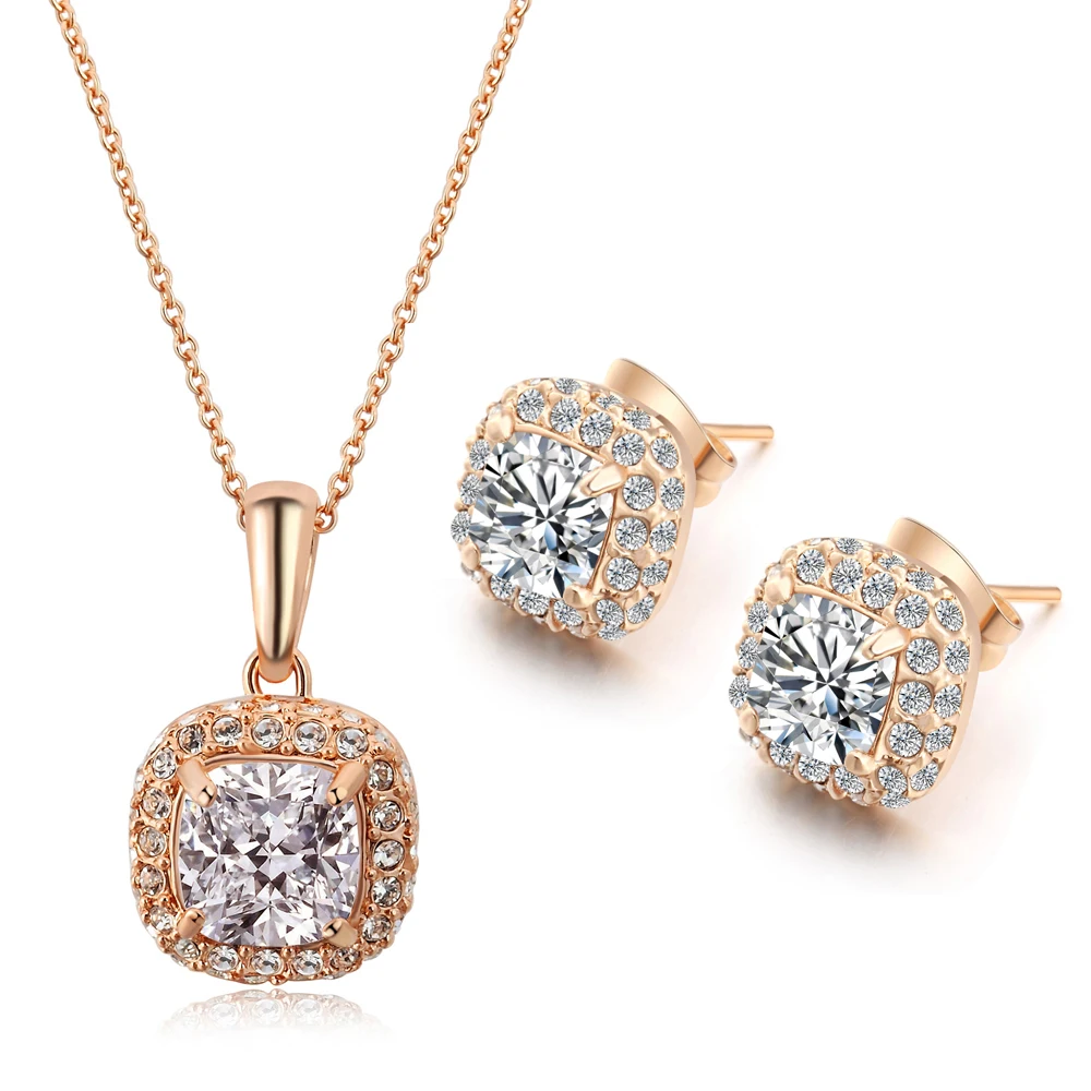 Высокое качество кубического циркония цвета розового золота ожерелья и подвески