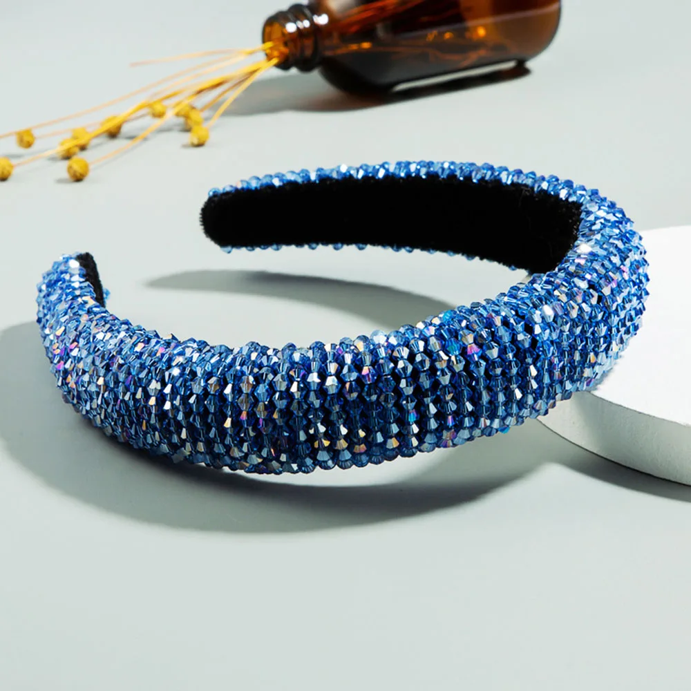 

Luxury Full Crystal Hairbands Women Handmade Crystal Wide Edge Headband Hair Hoop Fashion Headband Hair Accessories